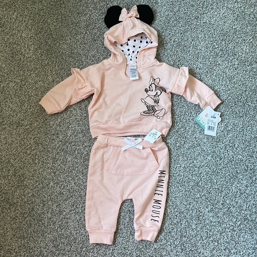 NWT baby girl mini mouse jogger pants and sweater